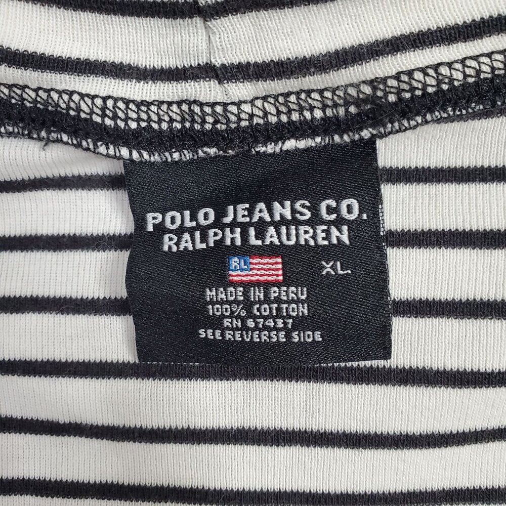 RL Polo Jeans Juniors Sz XL Turtleneck Flag Logo Lightweight Cotton Knit Striped - Picture 5 of 9